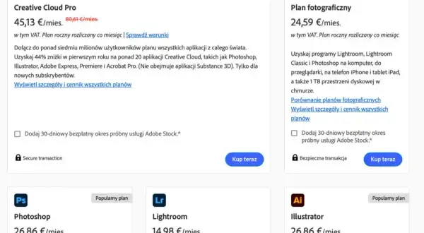 Miesięczny koszt Photoshopa: Jak wybrać plan i nie przepłacić?